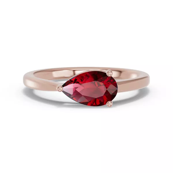 Pear-Shaped Garnet East-West Ring