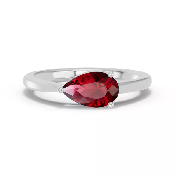 Pear-Shaped Garnet East-West Silver Ring