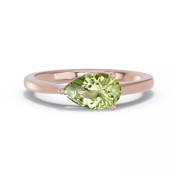 Pear-Shaped Peridot East-West Ring