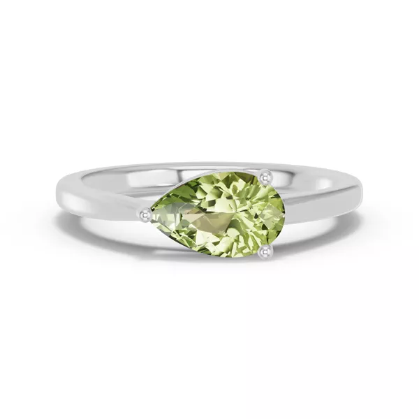Pear-Shaped Peridot East-West Ring