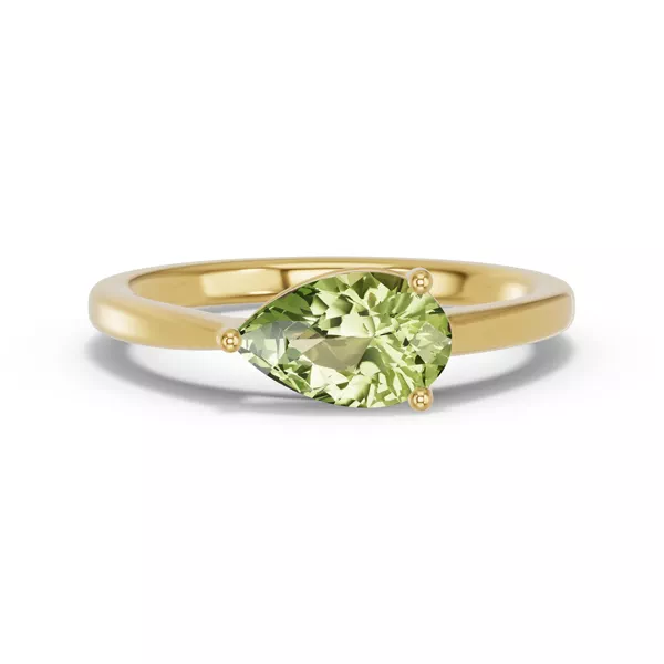 Pear-Shaped Peridot East-West Ring