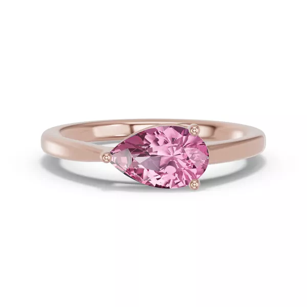 Pear-Shaped Pink Tourmaline East-West Ring