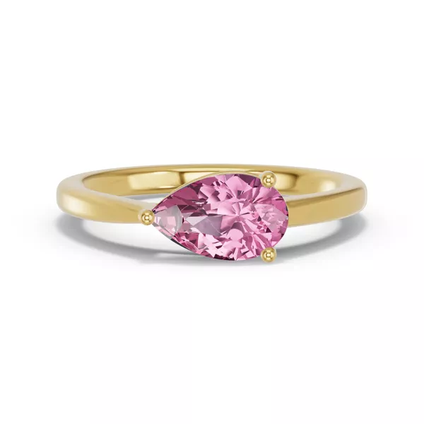 Pear-Shaped Pink Tourmaline East-West Ring
