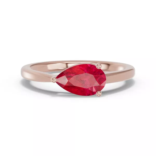 Pear-Shaped Ruby East-West Ring