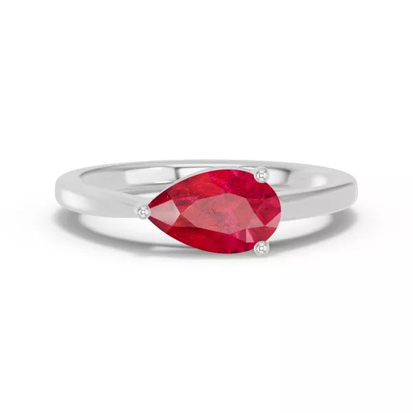 Pear-Shaped Ruby East-West Ring