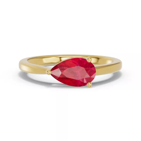Pear-Shaped Ruby East-West Ring