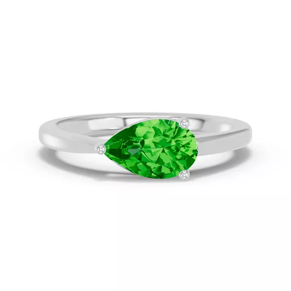 Pear-Shaped Tsavorite East-West Ring
