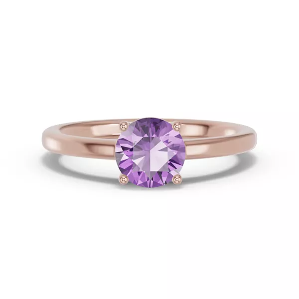 Round Amethyst East-West Ring