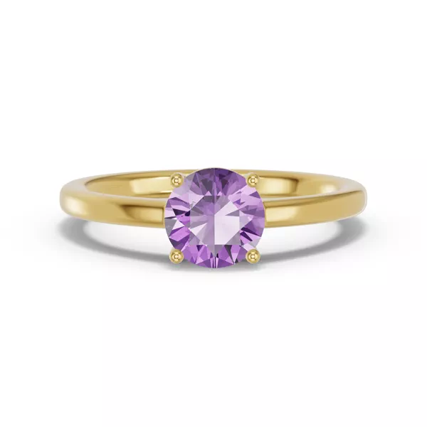 Round Amethyst East-West Ring
