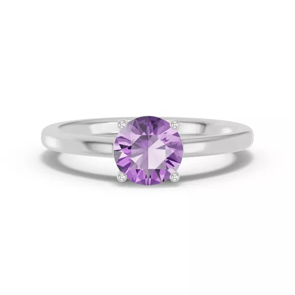 Round Amethyst East-West Silver Ring