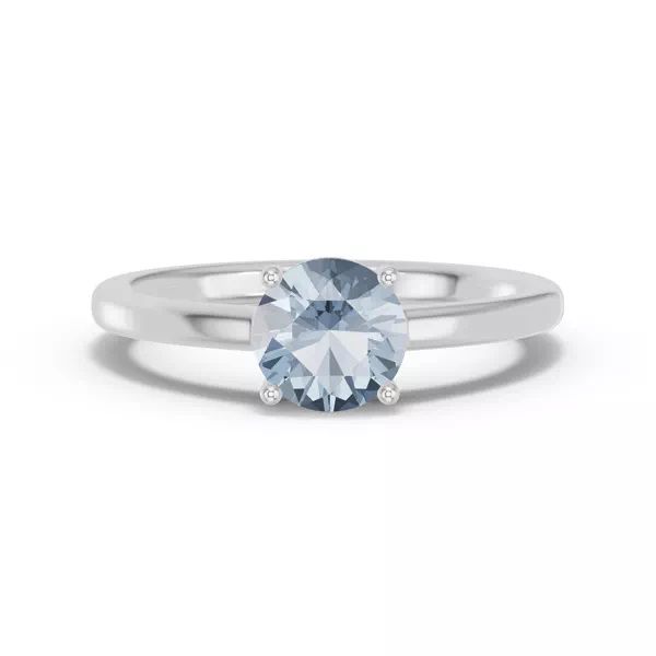 Round Aquamarine East-West Silver Ring