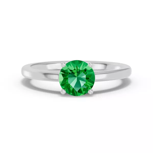 Round Emerald East-West Silver Ring