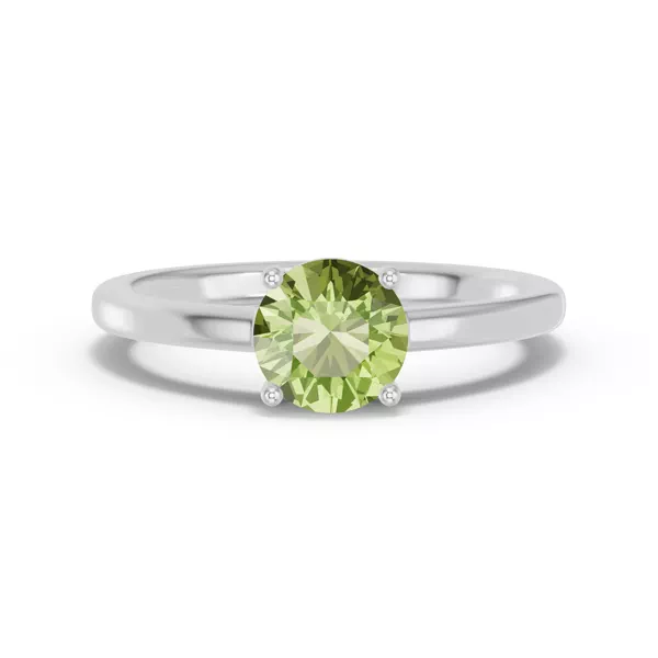 Round Peridot East-West Silver Ring