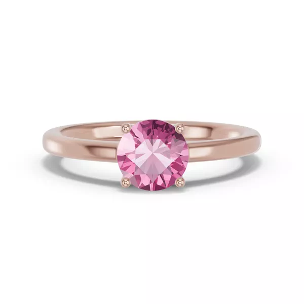 Round Pink Tourmaline East-West Ring
