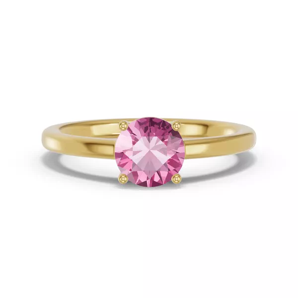 Round Pink Tourmaline East-West Ring