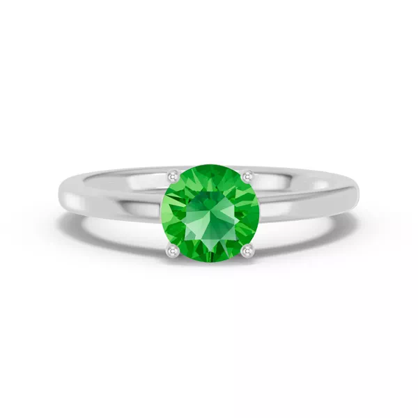 Round Tsavorite East-West Silver Ring