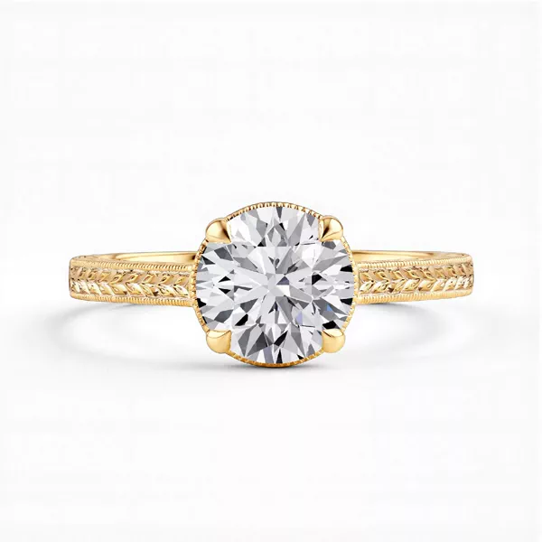 Corinne Vintage Engraved Solitaire Engagement Ring
