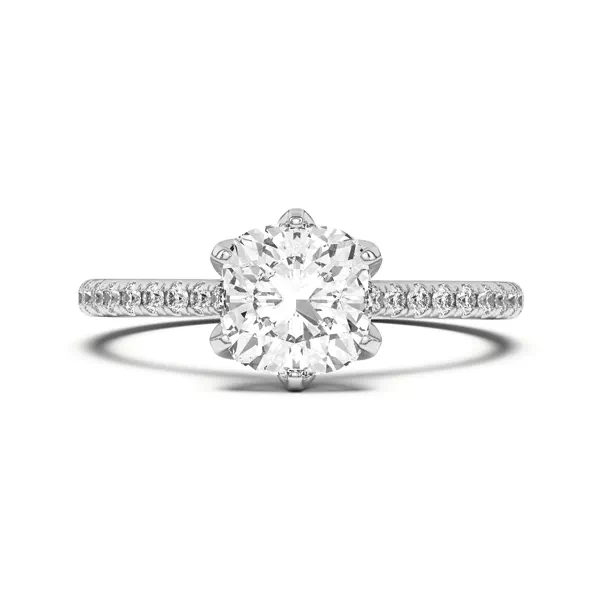 Marigold Tulip Inspired 6 Prong Lab Engagement Ring With 1.6 Carat Cushion Diamond