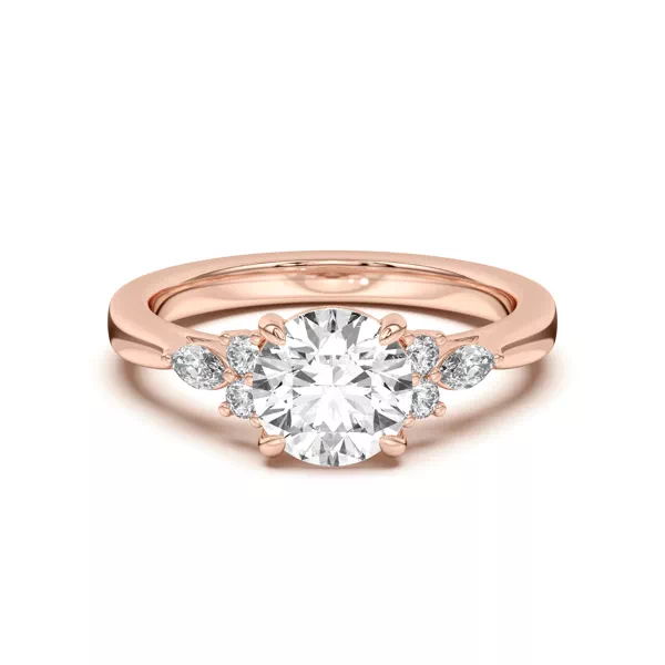 Blanche Round and Marquise Cluster Engagement Ring