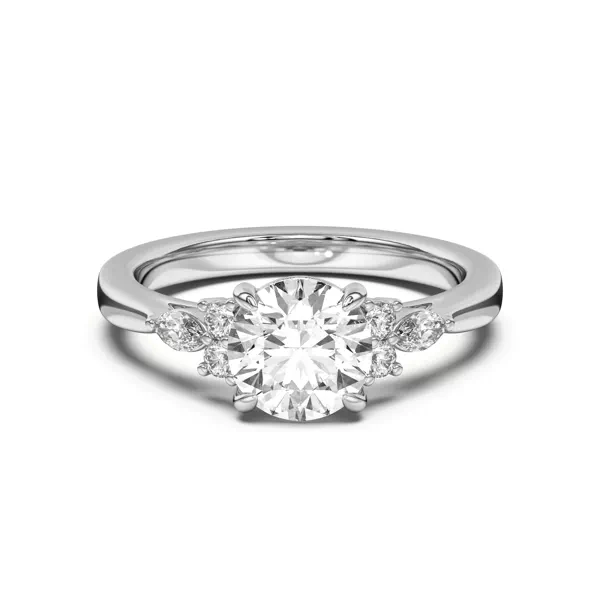 Blanche Round and Marquise Cluster Engagement Ring