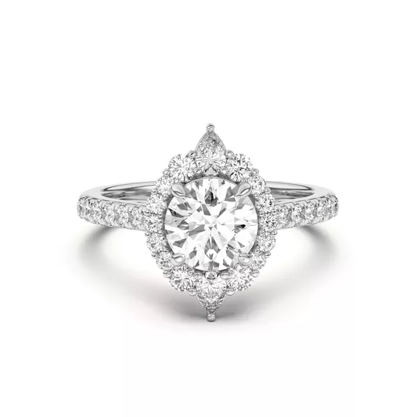 Lexa Round and Pear Diamond Halo Engagement Ring