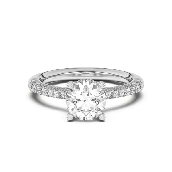 Ivana Triple Row Diamond Halo Ring With Bezel Accent Engagement Ring