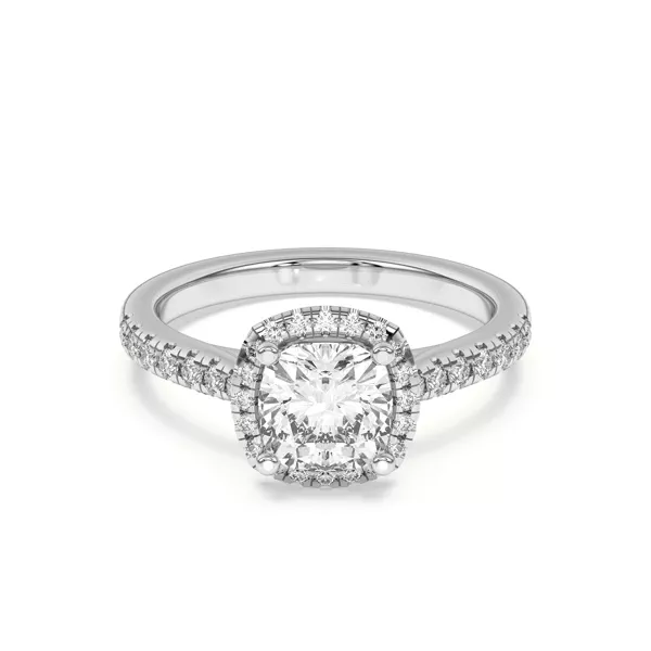 Estelle Classic Pavé Cathedral Halo Engagement Ring With 1.6 Carat Cushion Diamond