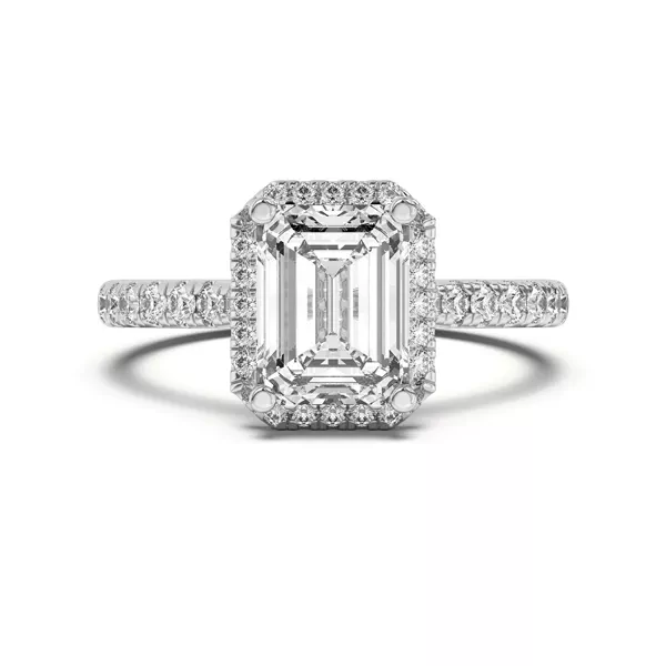 Estelle Classic Pavé Cathedral Halo Engagement Ring With 1.01 Carat Emerald Diamond