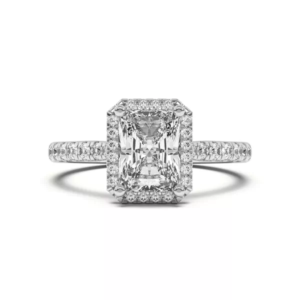 Estelle Classic Pavé Cathedral Halo Engagement Ring With 1.19 Carat Radiant Diamond