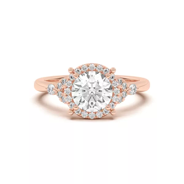 Portia Halo Petal Accent Engagement Ring
