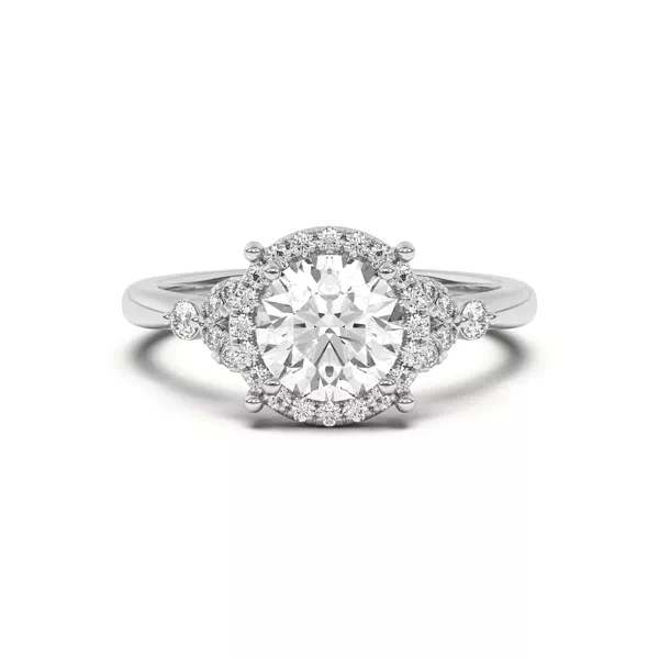 Portia Halo Petal Accent Engagement Ring
