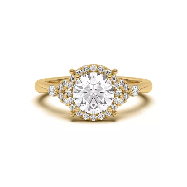 Portia Halo Petal Accent Engagement Ring