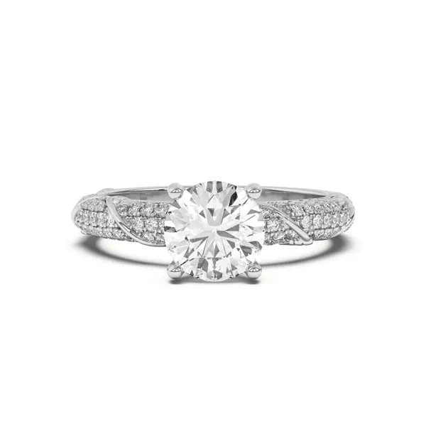 Laurel Twisting Vine And Leaf Pavé Engagement Ring