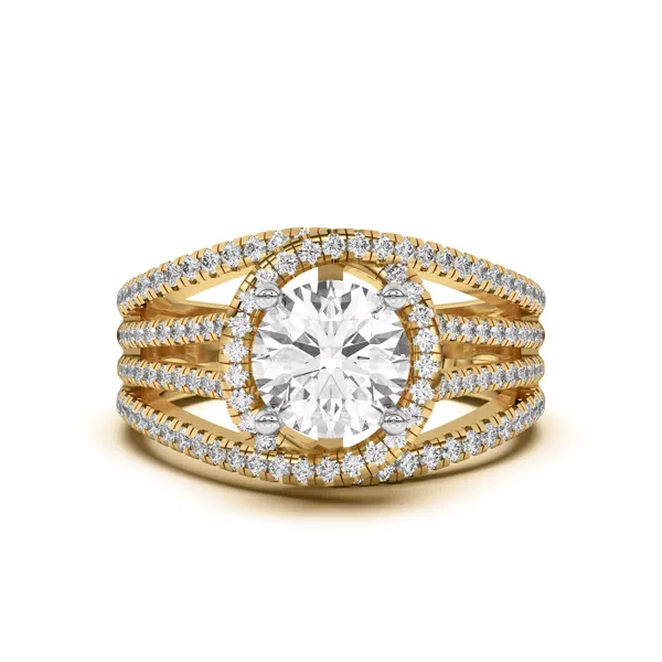 Liana Multistrand Swirling Halo Two-Tone Engagement Ring