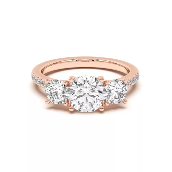 Timeless Three-Stone Lab Diamond Pavé Accents Engagement Ring
