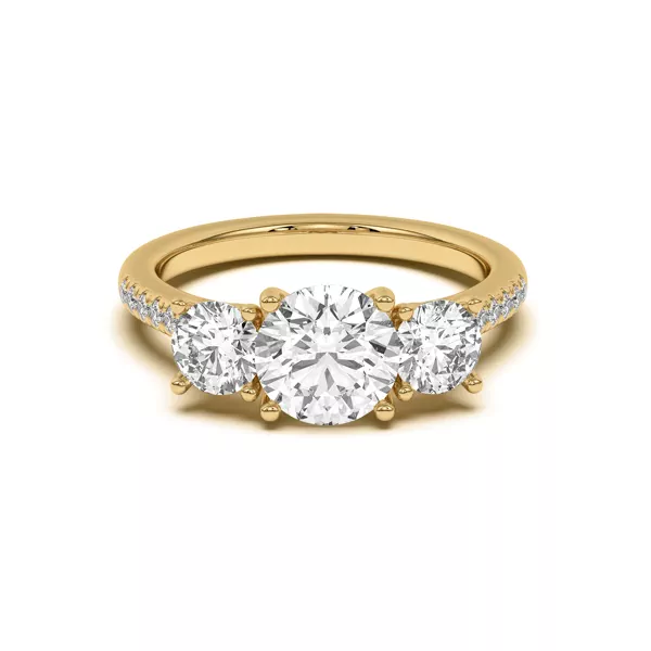 Timeless Three-Stone Lab Diamond Pavé Accents Engagement Ring