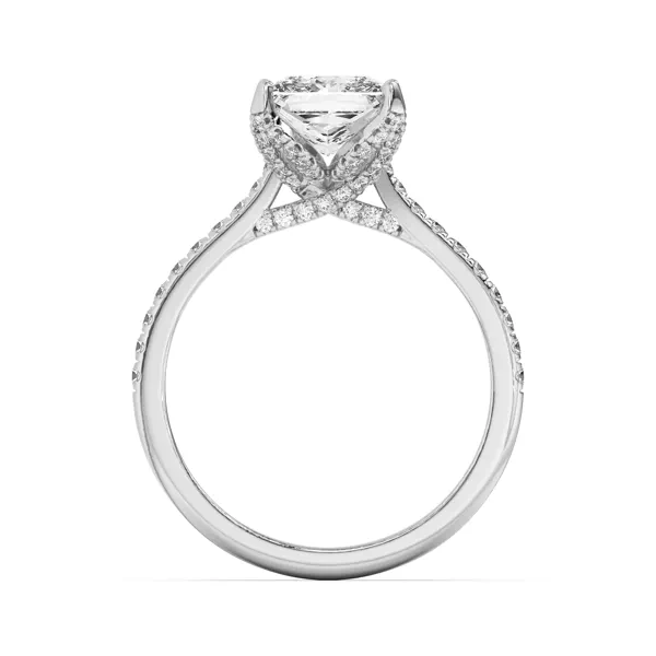 Marian Diamond-Encrusted Tulip Prong Pavé Engagement Ring With 1.8 Carat Princess Diamond