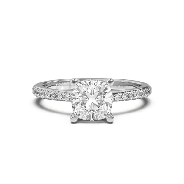 Marie Classic Hidden Halo Pavé Engagement Ring With 1.6 Carat Cushion Diamond