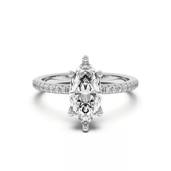 Marie Classic Hidden Halo Pavé Engagement Ring With 1.01 Carat Marquise Diamond