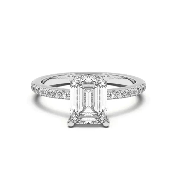 Marie Classic Hidden Halo Pavé Engagement Ring With 1.01 Carat Emerald Diamond