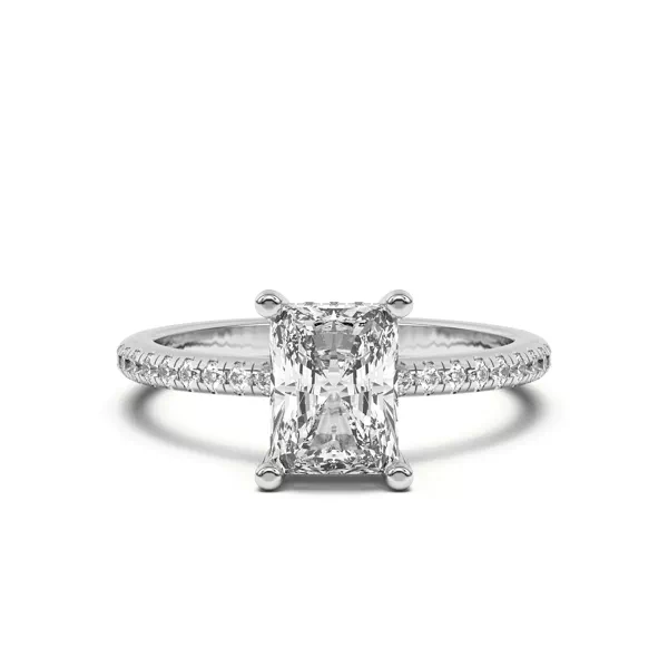 Marie Classic Hidden Halo Pavé Engagement Ring With 1.19 Carat Radiant Diamond