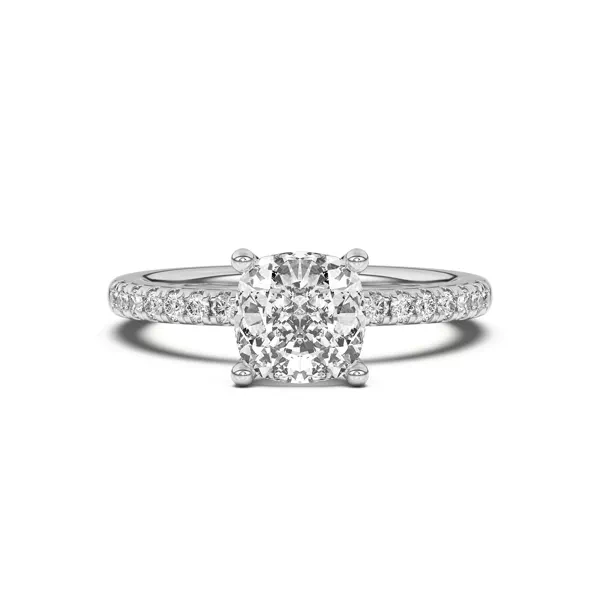 Britta Pavé Hidden Circlet And Band Engagement Ring With 1.6 Carat Cushion Diamond