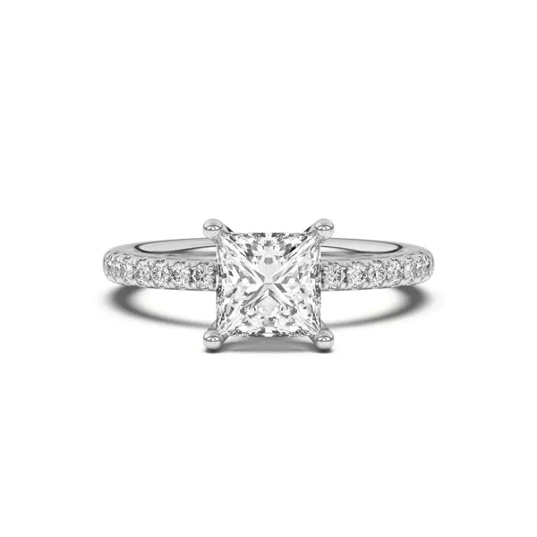 Britta Pavé Hidden Circlet And Band Engagement Ring With 1.8 Carat Princess Diamond