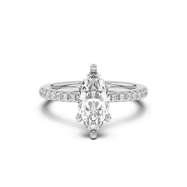 Britta Pavé Hidden Circlet And Band Engagement Ring With 1.01 Carat Marquise Diamond