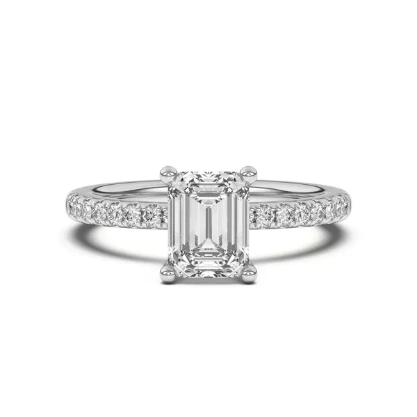 Britta Pavé Hidden Circlet And Band Engagement Ring With 1.01 Carat Emerald Diamond