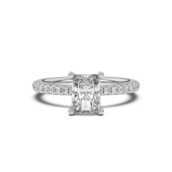 Britta Pavé Hidden Circlet And Band Engagement Ring With 1.19 Carat Radiant Diamond