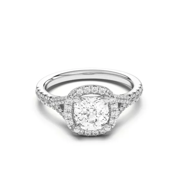 Sue Timeless Halo Engagement Ring With 1.6 Carat Cushion Diamond