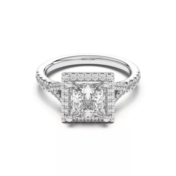 Sue Timeless Halo Engagement Ring With 1.8 Carat Princess Diamond