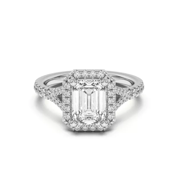 Sue Timeless Halo Engagement Ring With 1.01 Carat Emerald Diamond