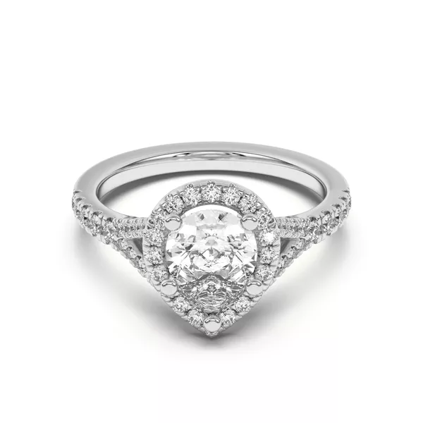 Sue Timeless Halo Engagement Ring With 1.04 Carat Pear Diamond